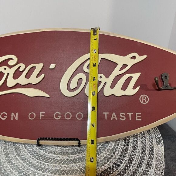 Coca Cola Wooden Sign with Hooks - Picture 7 of 7